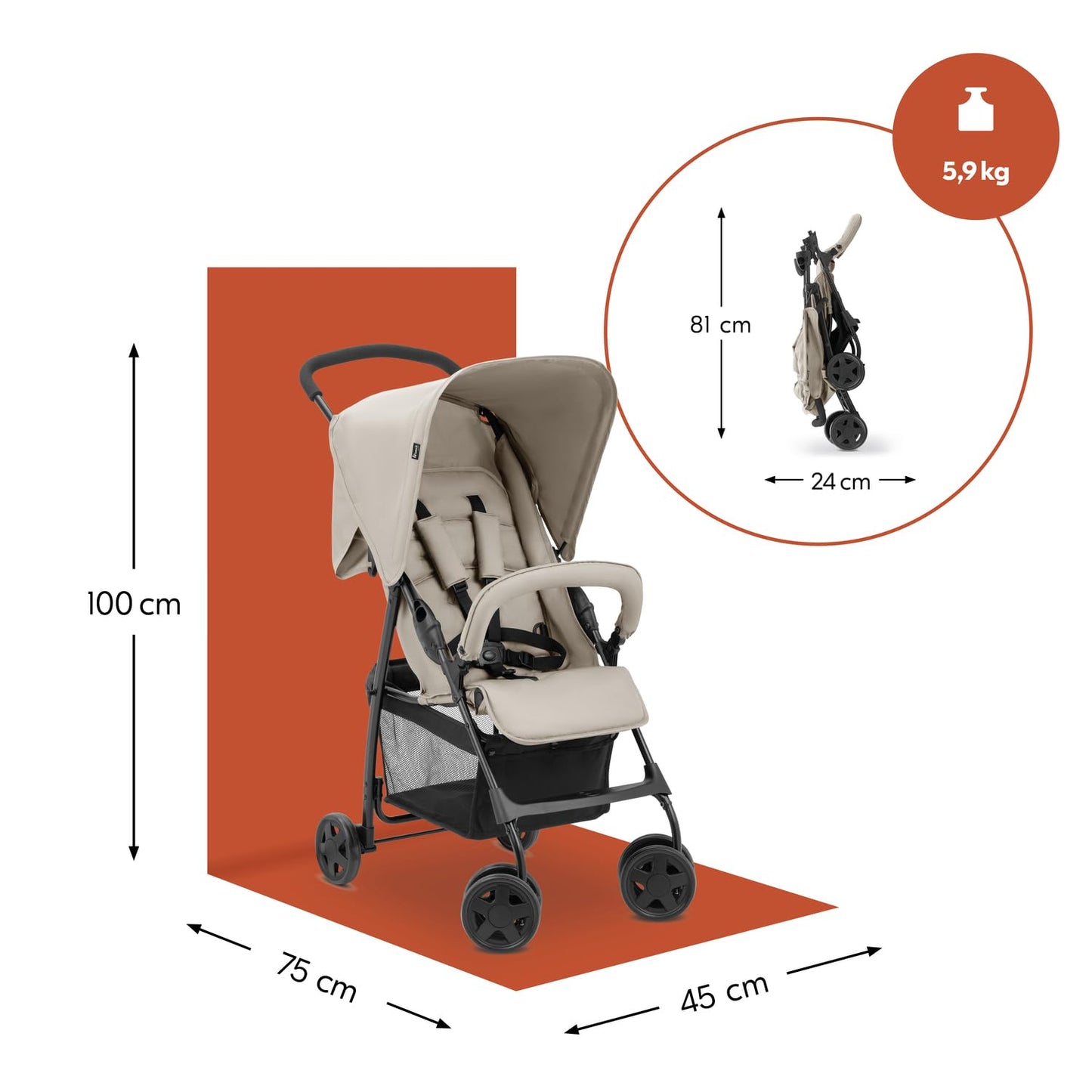 Kinder Buggy Sport – Leichter Reisebuggy 5,9 kg, Liegefunktion, Faltbar, Einkaufskorb 🍼🛒